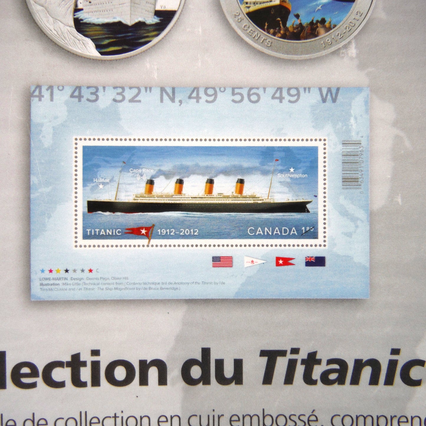 2013 TITANIC COLLECTOR'S SET, by Canada Post and The Royal Canadian Mint: Coloured Coin, Silver Coin, Stamps, and much more in a Leather Binder BRAND NEW CONDITION!