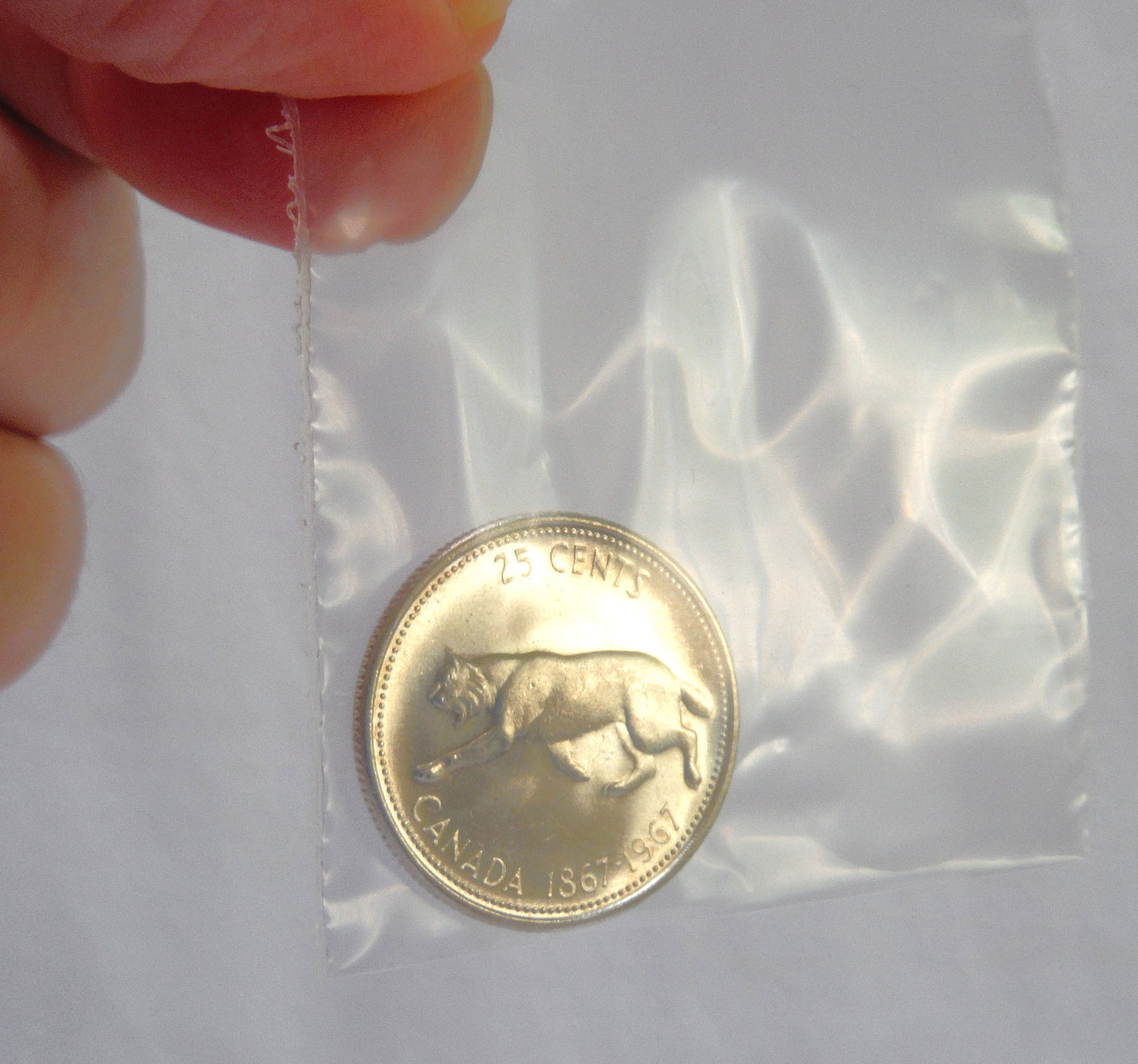 1967 Canadian Centennial 25-cent Brilliant Circulated Silver Quarter: THE BOBCAT by Alex Colville