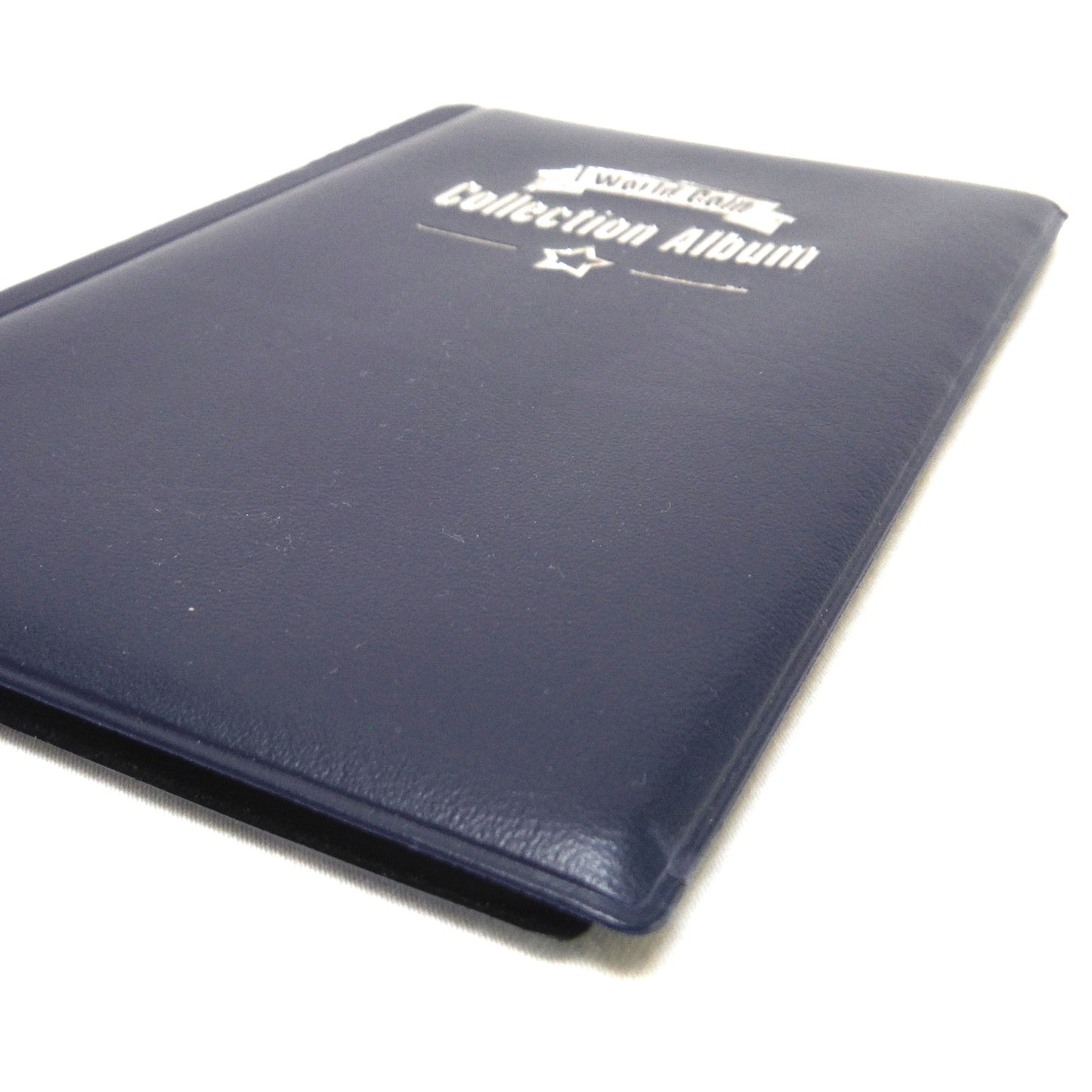 WORLD COIN COLLECTION ALBUM, Blue Vinyl, Silver Logo, and 120 Coin Capacity