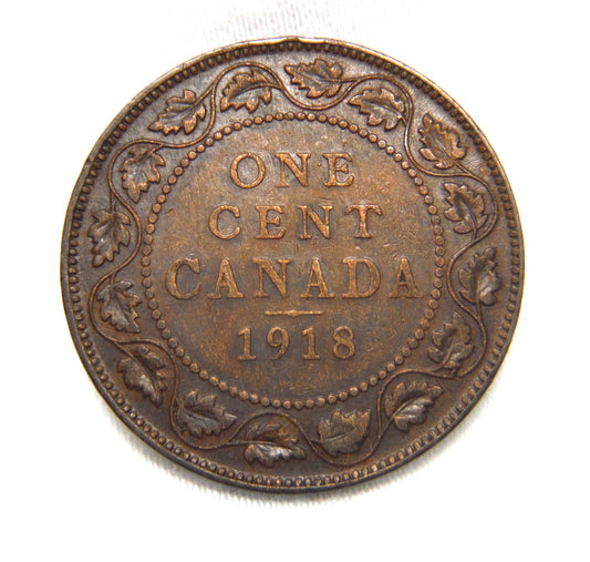 1918 CANADIAN LARGE BRONZE PENNY, Featuring King George V