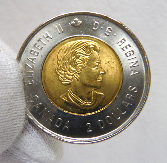 2021 Canadian $2 Toonie Coin, Featuring the Blue Coloured Logo Representing the 100th Anniversary of the Discovery of Insulin