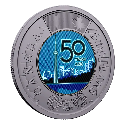 2026 Canadian $2 Toonie GLOW-IN-THE-DARK COIN: The 50th Anniversary Celebration of The Toronto CN Tower in a Special Presentation Holder