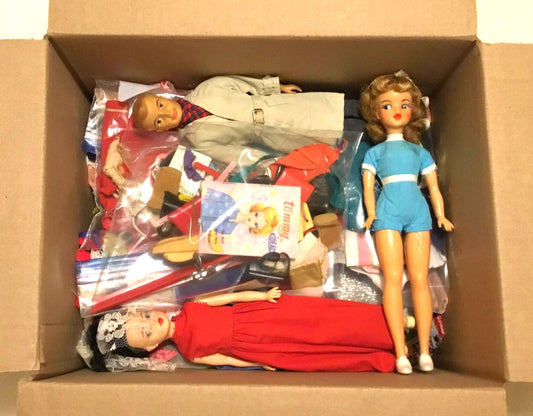 VINTAGE 1962 TAMMY DOLLS x2 and a 1964 TED DOLL: Including a HUGE Lot of Beautiful, Rare, and Unique Tammy & Ted Clothing, Outfits and Accessories! Made in Hong Kong.