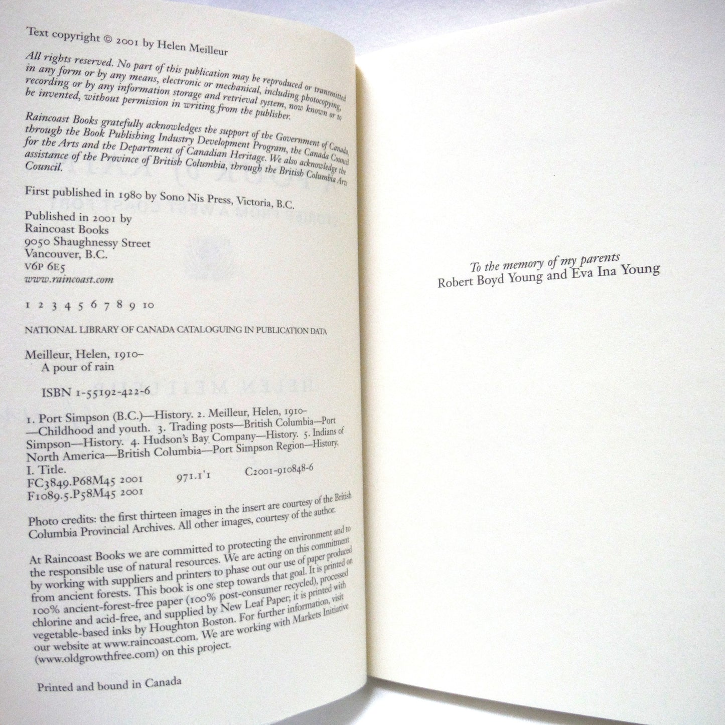 A POUR OF RAIN, Stories From a West Coast Fort, by Helen Meilleur (1st Ed. SIGNED)