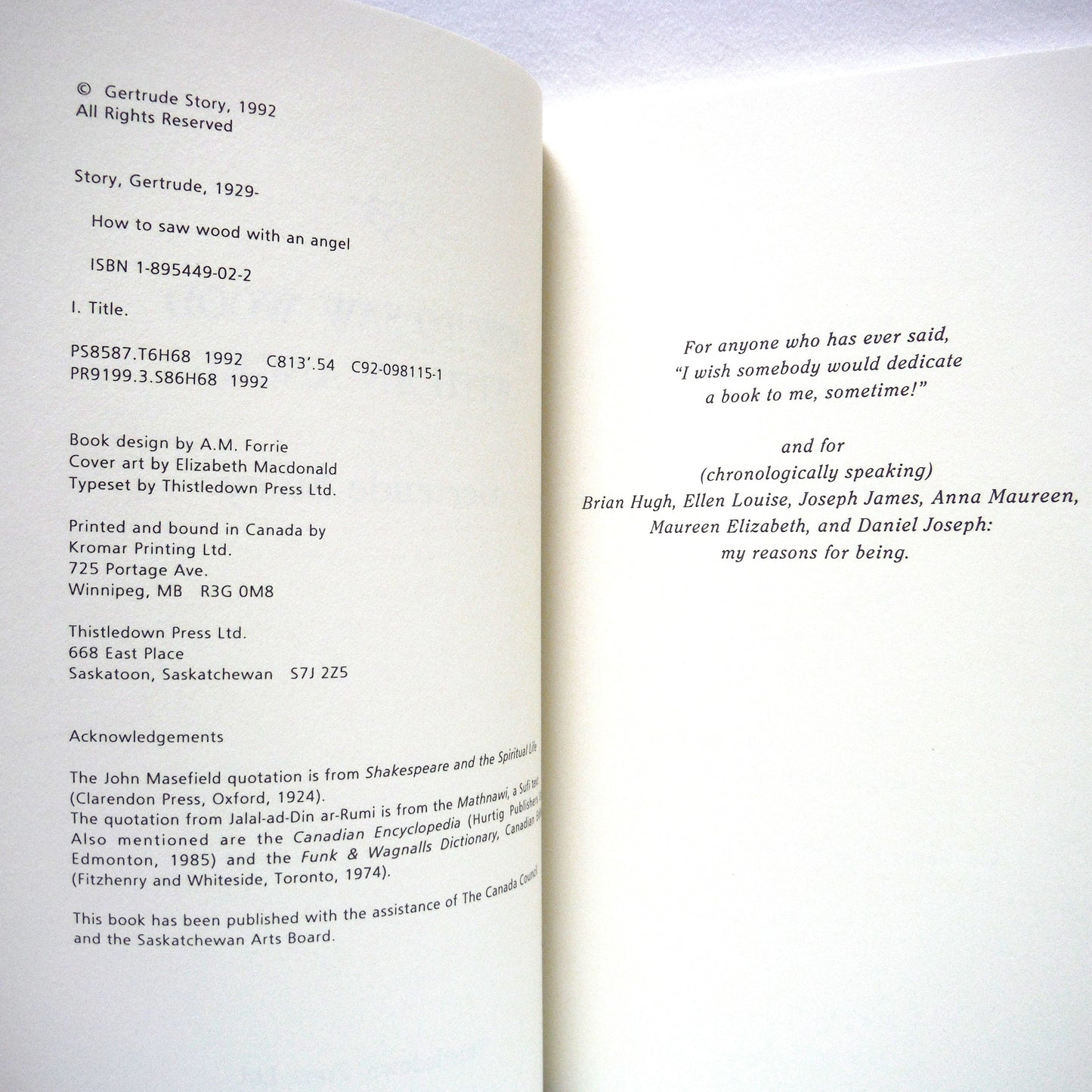 HOW TO SAW WOOD WITH AN ANGEL, Short Stories by Gertrude Story (1st Ed. SIGNED)
