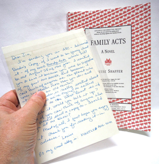FAMILY ACTS, A Novel by Louise Shaffer. Bonus: Signed Letter (2007 1st Ed.)