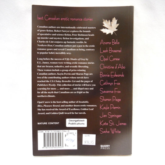 NORTHERN HEAT, Best Canadian Erotic Romance Stories, Edited by Opal Carew (2002 1st Ed.)