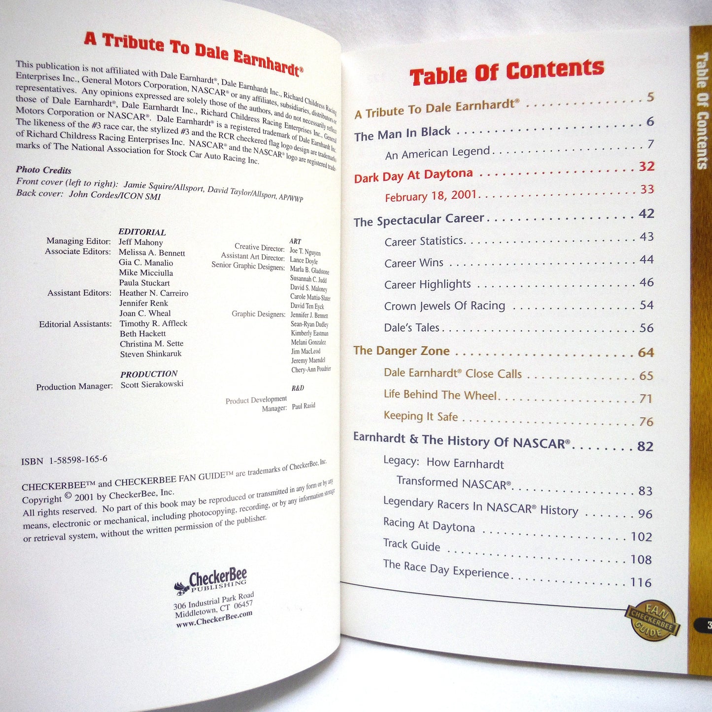 A COMMEMORATIVE EDITION TRIBUTE TO DALE EARNHARDT, A Checkerbee Fan Guide Edited by Jeff Mahony (2001 1st Ed.)