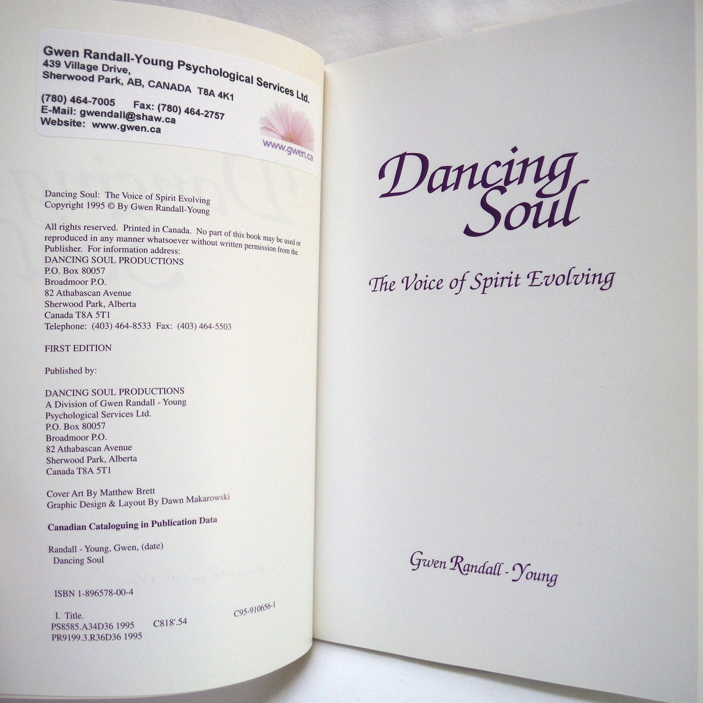 DANCING SOUL, The Voice of Spirit Evolving, by Gwen Randall-Young (1995 1st Ed.)