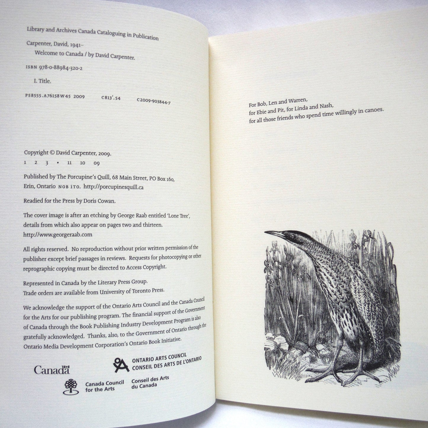WELCOME TO CANADA, A Short Story Collection by David Carpenter (2009 1st Ed.)
