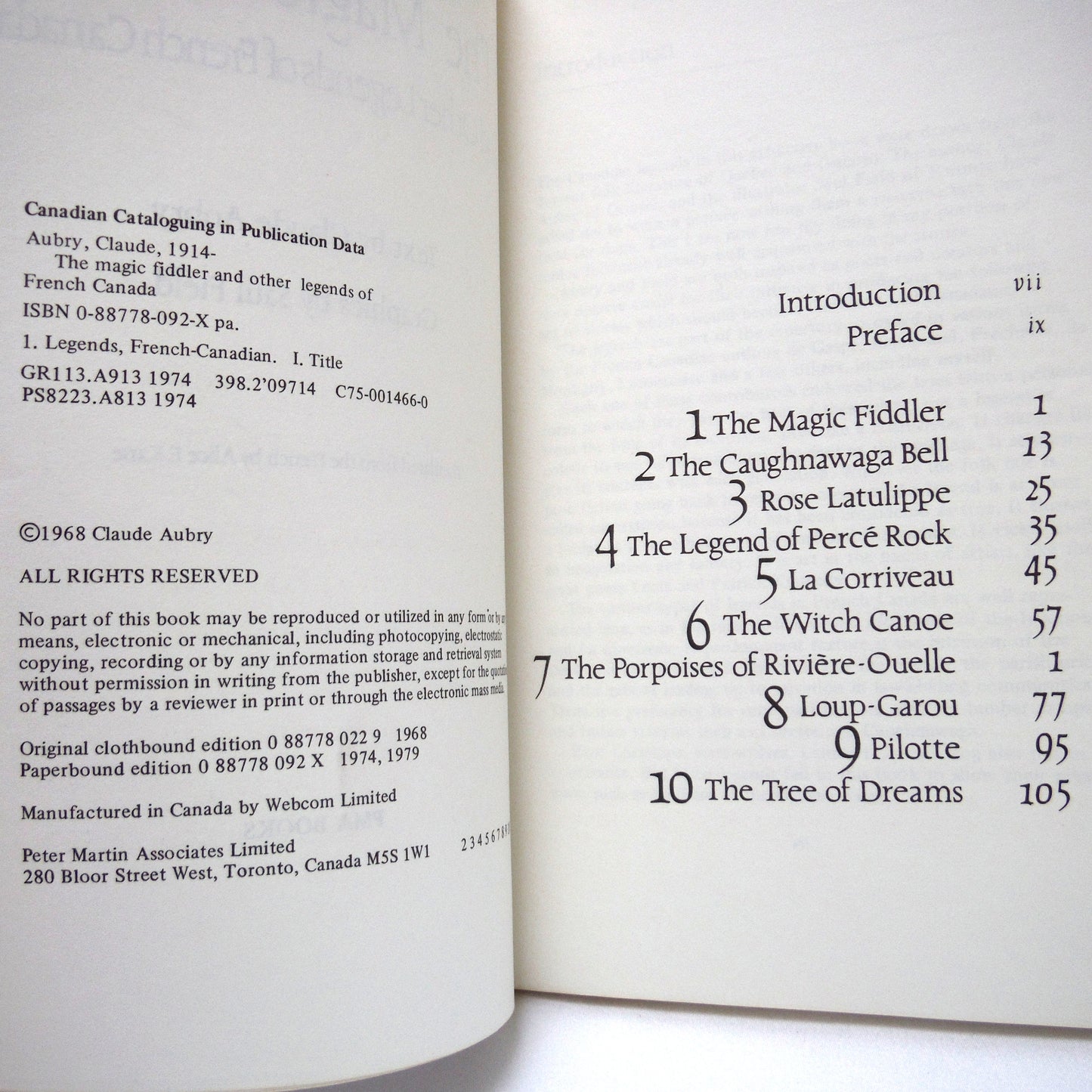 THE MAGIC FIDDLER, And Other Legends of French Canada, Text by Claude Aubry, Graphics by Saul Field (1979 1st PB Ed.)