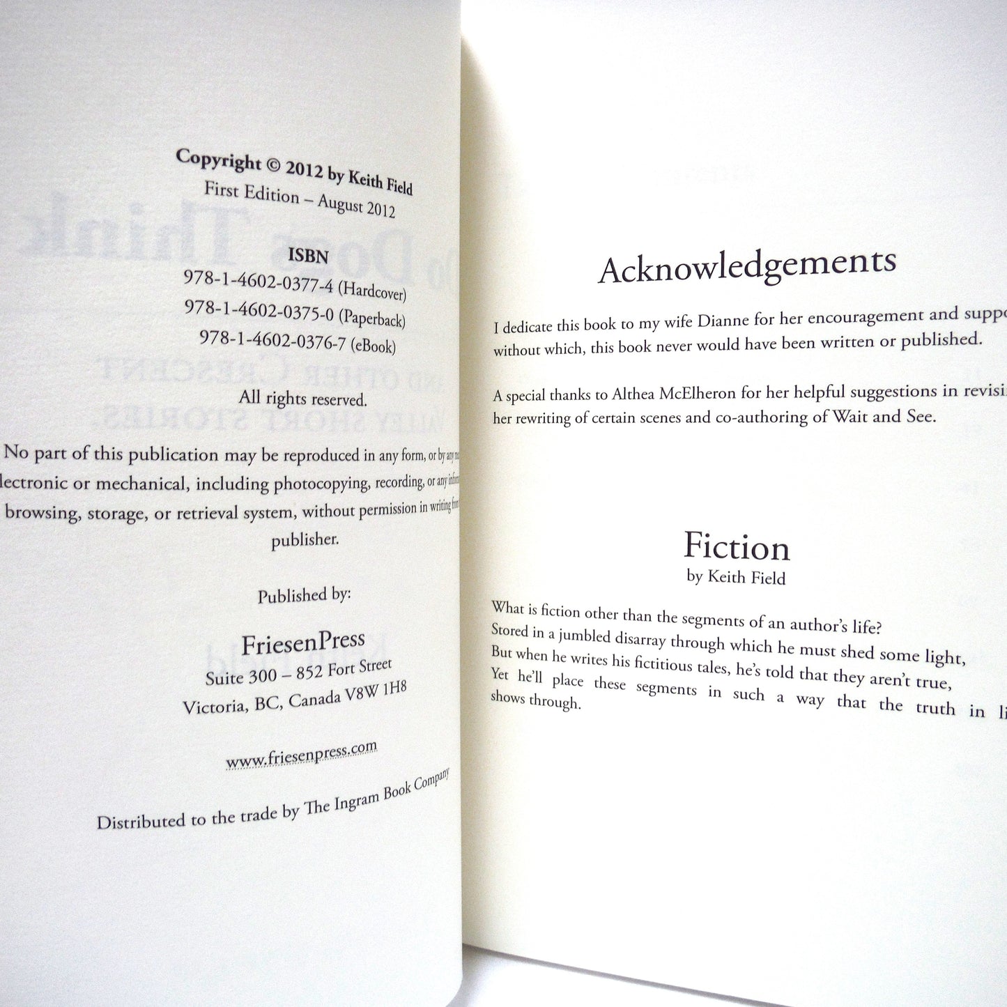 DO DOGS THINK, And Other Crescent Valley Short Stories, by Keith Field (2012 1st Ed.)