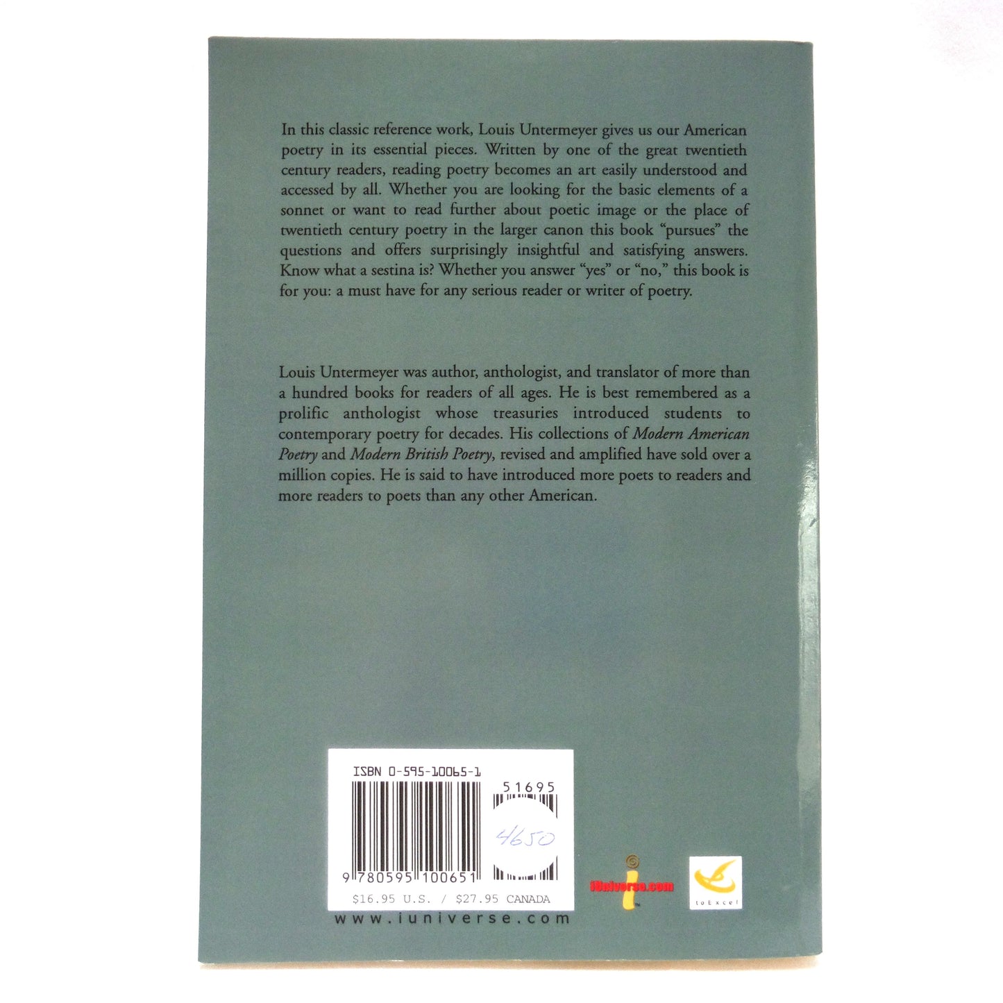 THE PURSUIT OF POETRY, A Guide to it's Understanding and Appreciation, by Louis Untermeyer (2000 1st Ed.)
