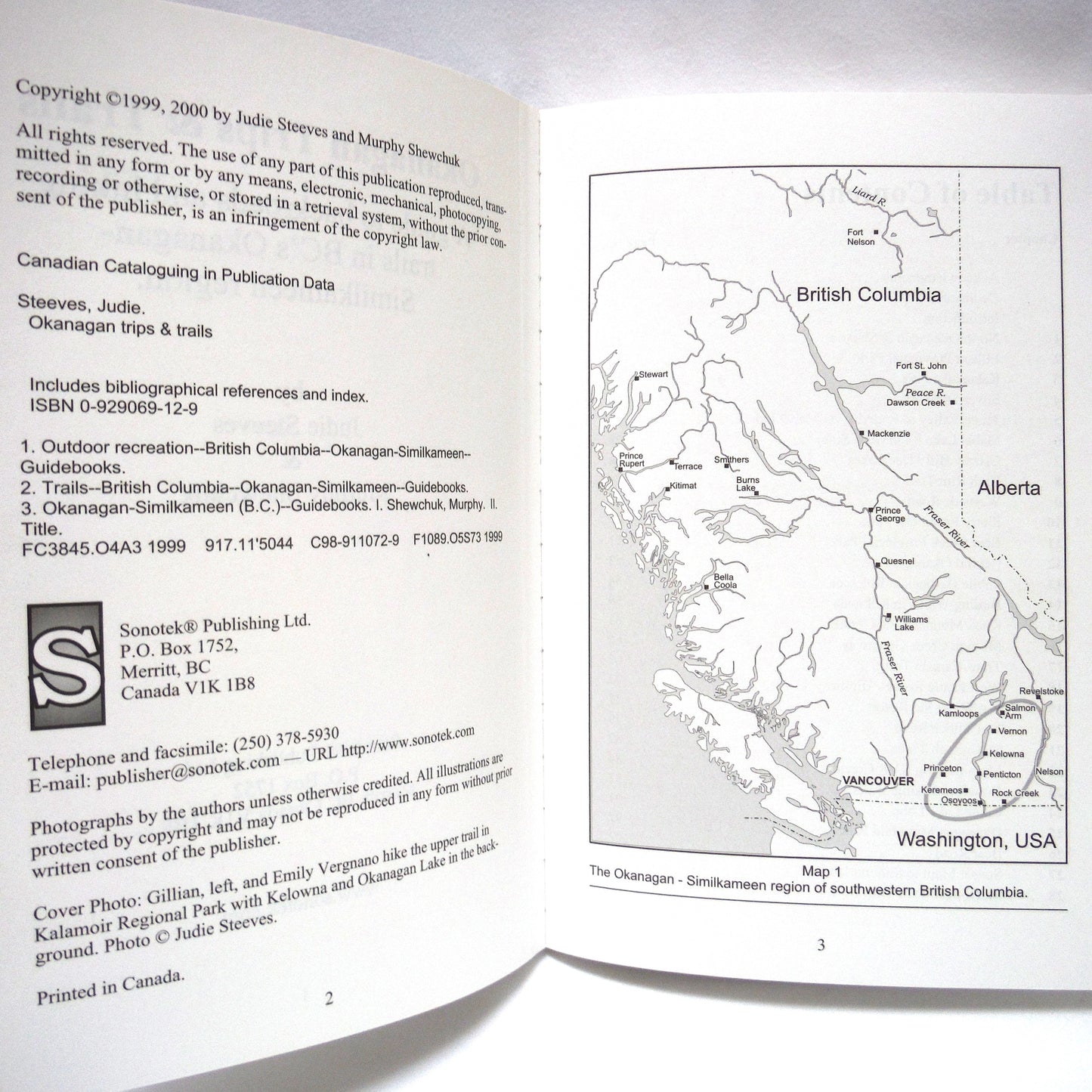 OKANAGAN TRIPS & TRAILS, A Guide to Backroads and Hiking Trails in BC's Okanagan-Similkameen Region, by Judie Steeves & Murphy Shewchuk (2000 1st Ed.)