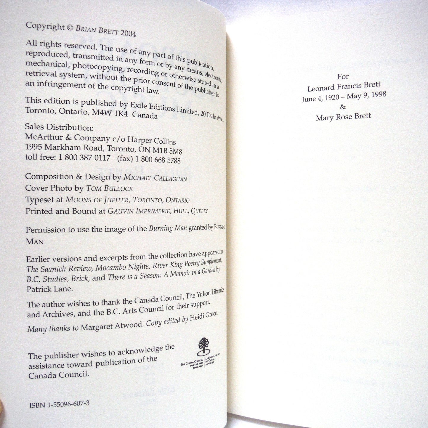 UPROAR'S YOUR ONLY MUSIC, New Poems and Memoir by Brian Brett (2004 1st Ed.)