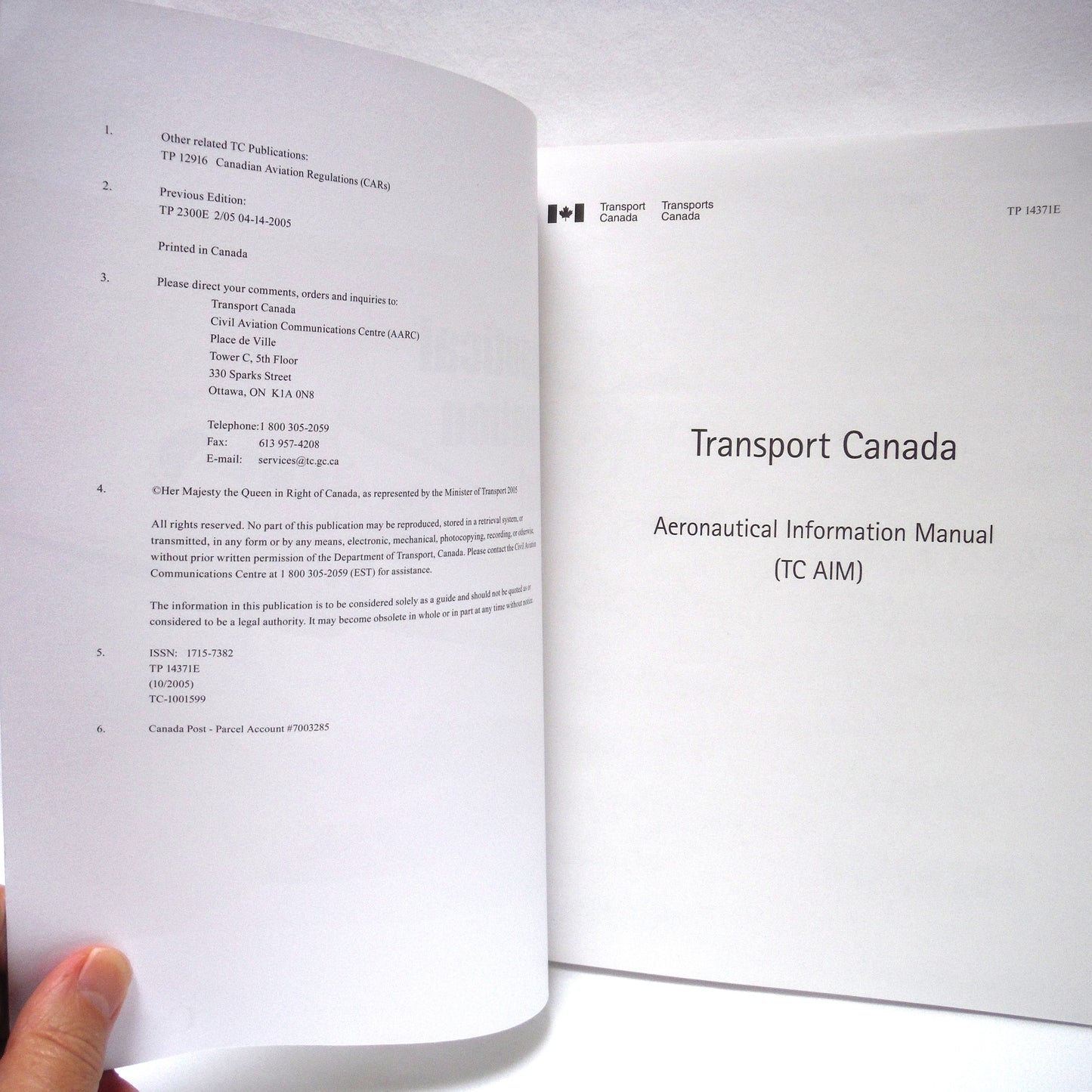 2005 TRANSPORT CANADA AERONAUTICAL INFORMATION MANUAL #TP14371E (TC AIM 2005-1)