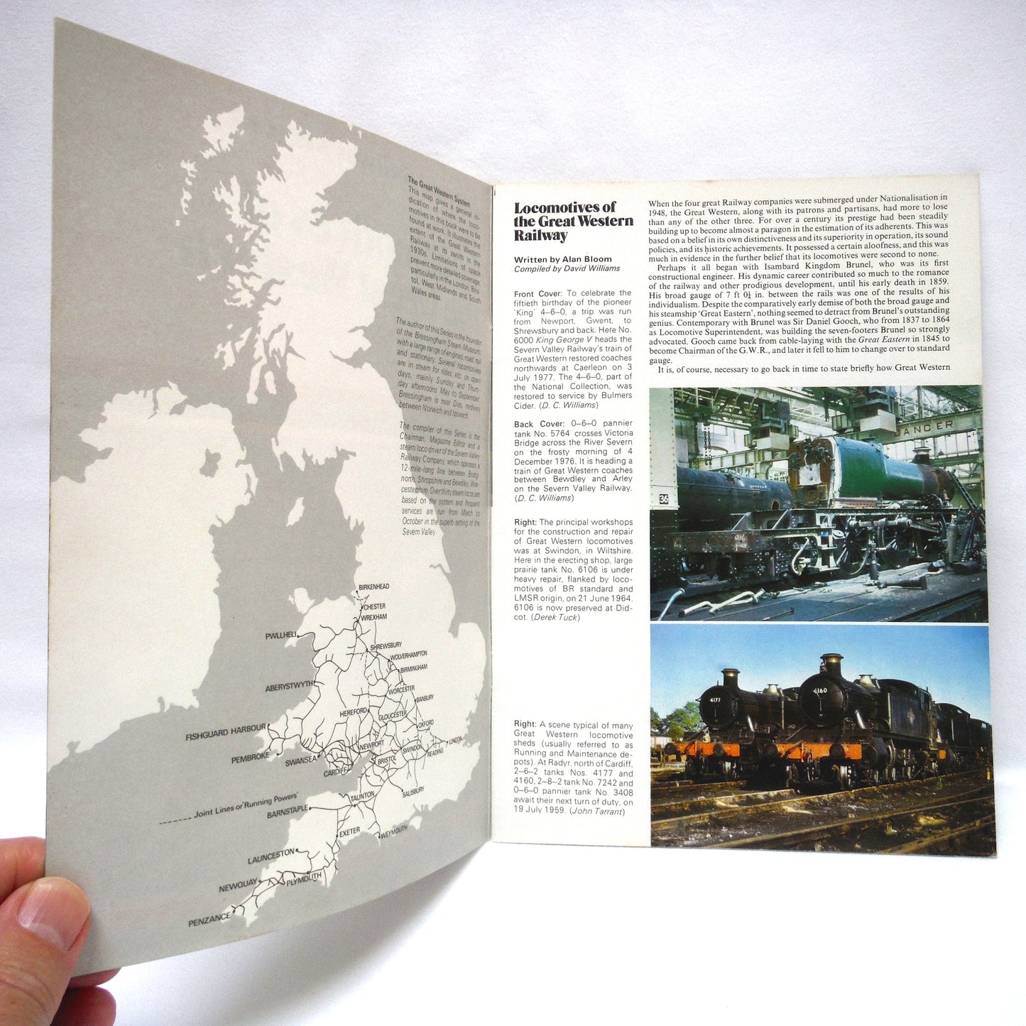 LOCOMOTIVES OF THE GREAT WESTERN RAILWAY, JARROLD RAILWAY SERIES 1, Written by Alan Bloom and Compiled by David Williams (1979 1st Ed.)