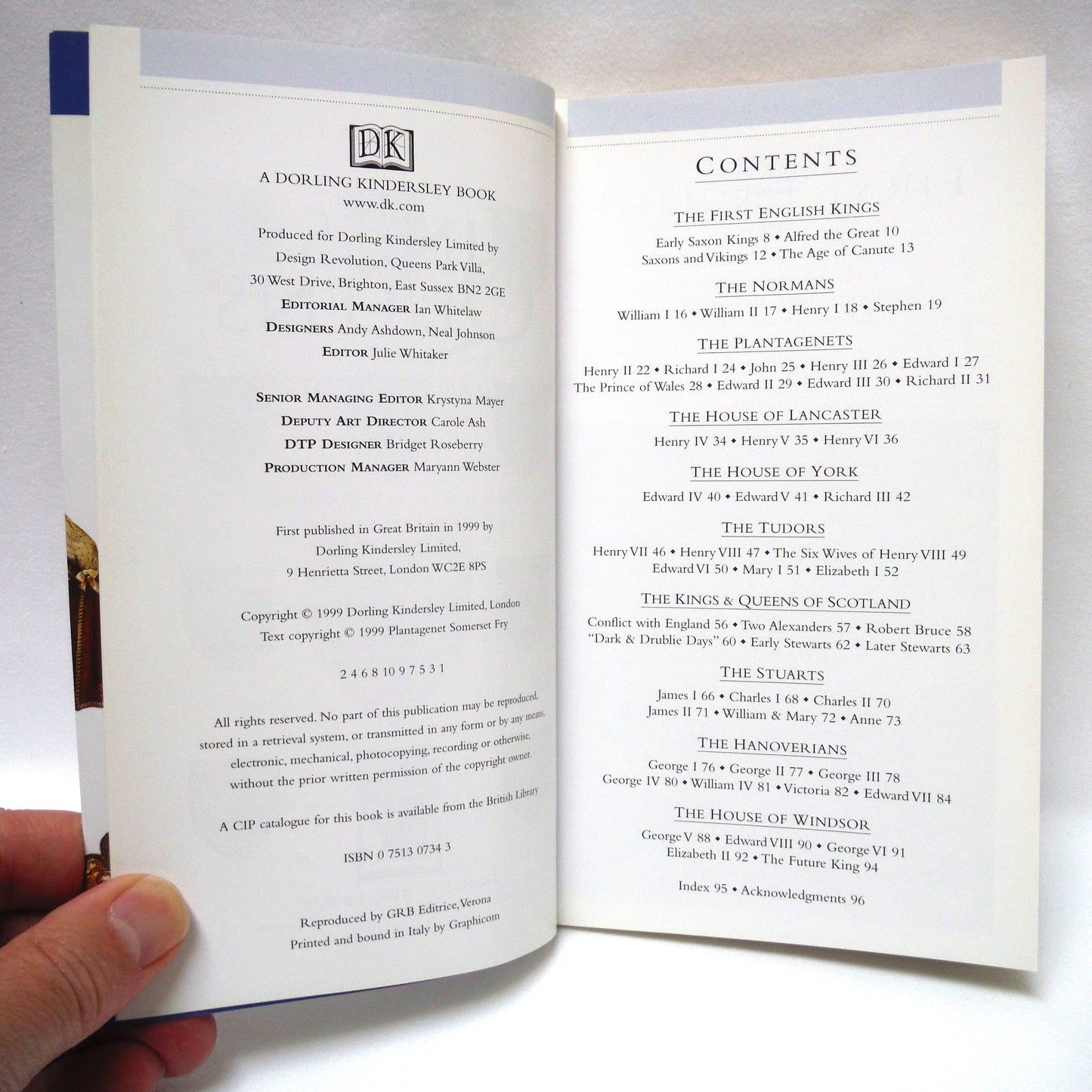 KINGS & QUEEN'S OF ENGLAND and SCOTLAND, A Dorling Kindersley Pocket Guide (1999 1st Ed.)