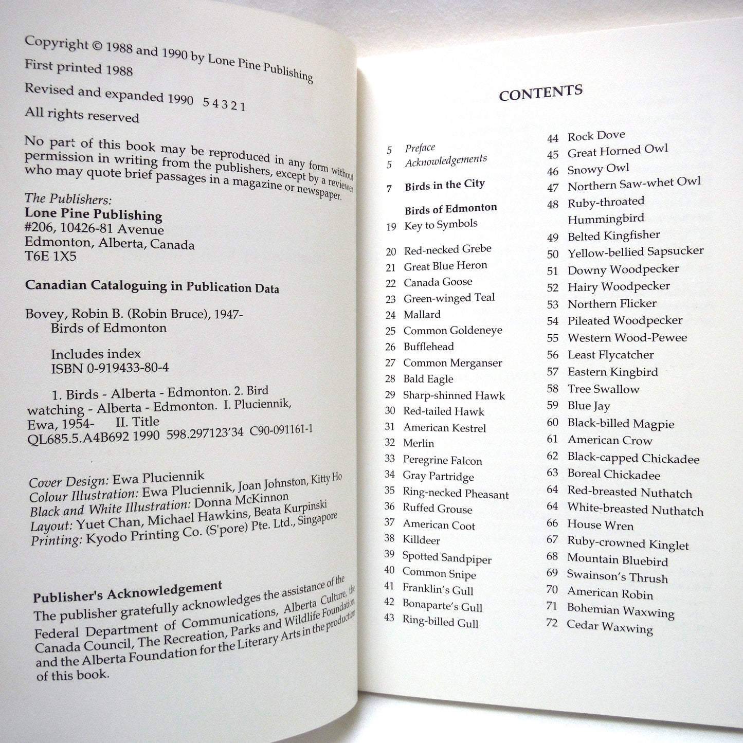 BIRDS OF EDMONTON, The Revised Guide by Robin Bovey (1995 Revised)