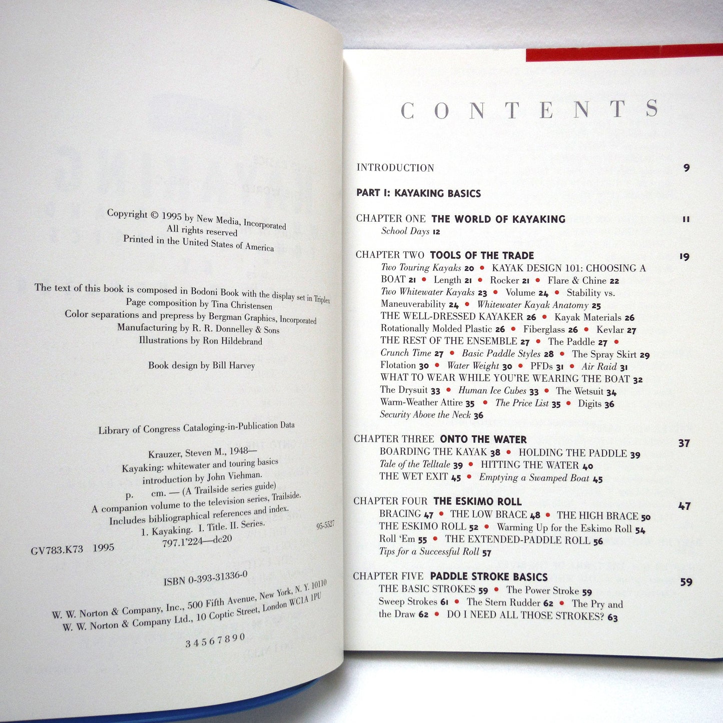 KAYAKING WHITEWATER AND TOURING BASICS: A TRAILSIDE SERIES GUIDE by Steven M. Krauzer (1995 1st Ed.)