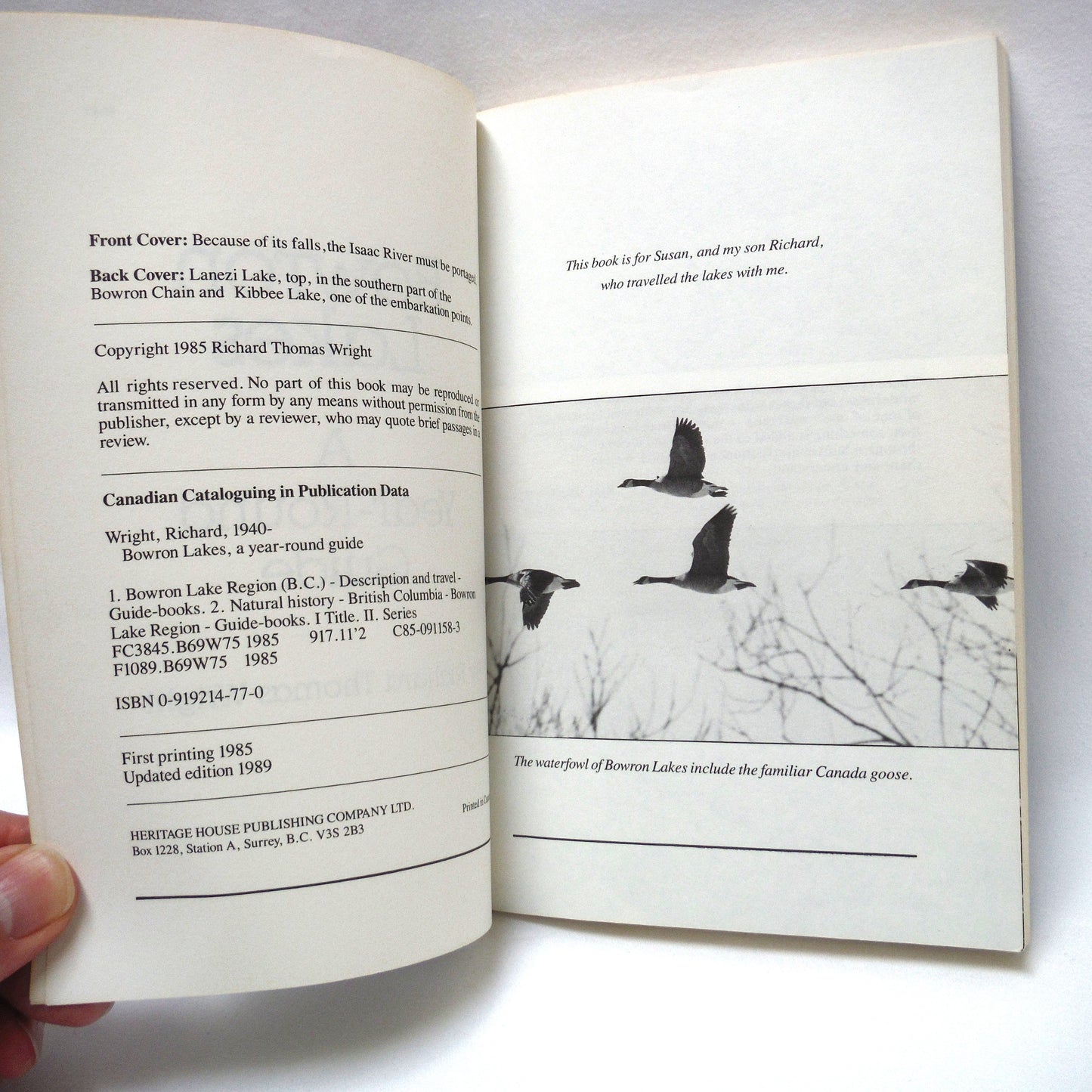 BOWRON LAKES, Pocket Guide to Canoe Country British Columbia, by Richard Thomas Wright (1989 Updated Edition)