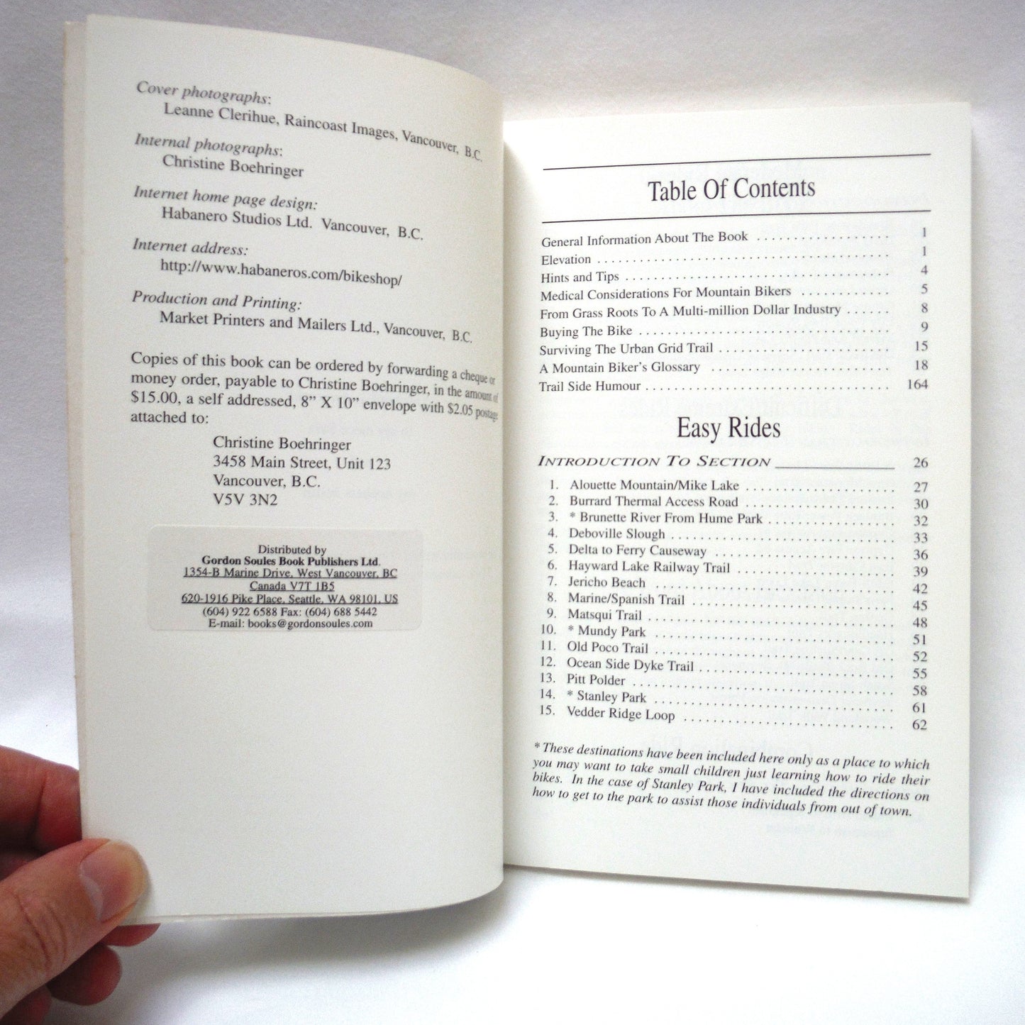 MOUNTAIN BIKING TRAILS IN THE LOWER MAINLAND, by Christine Boehringer (1996 1st Ed.)
