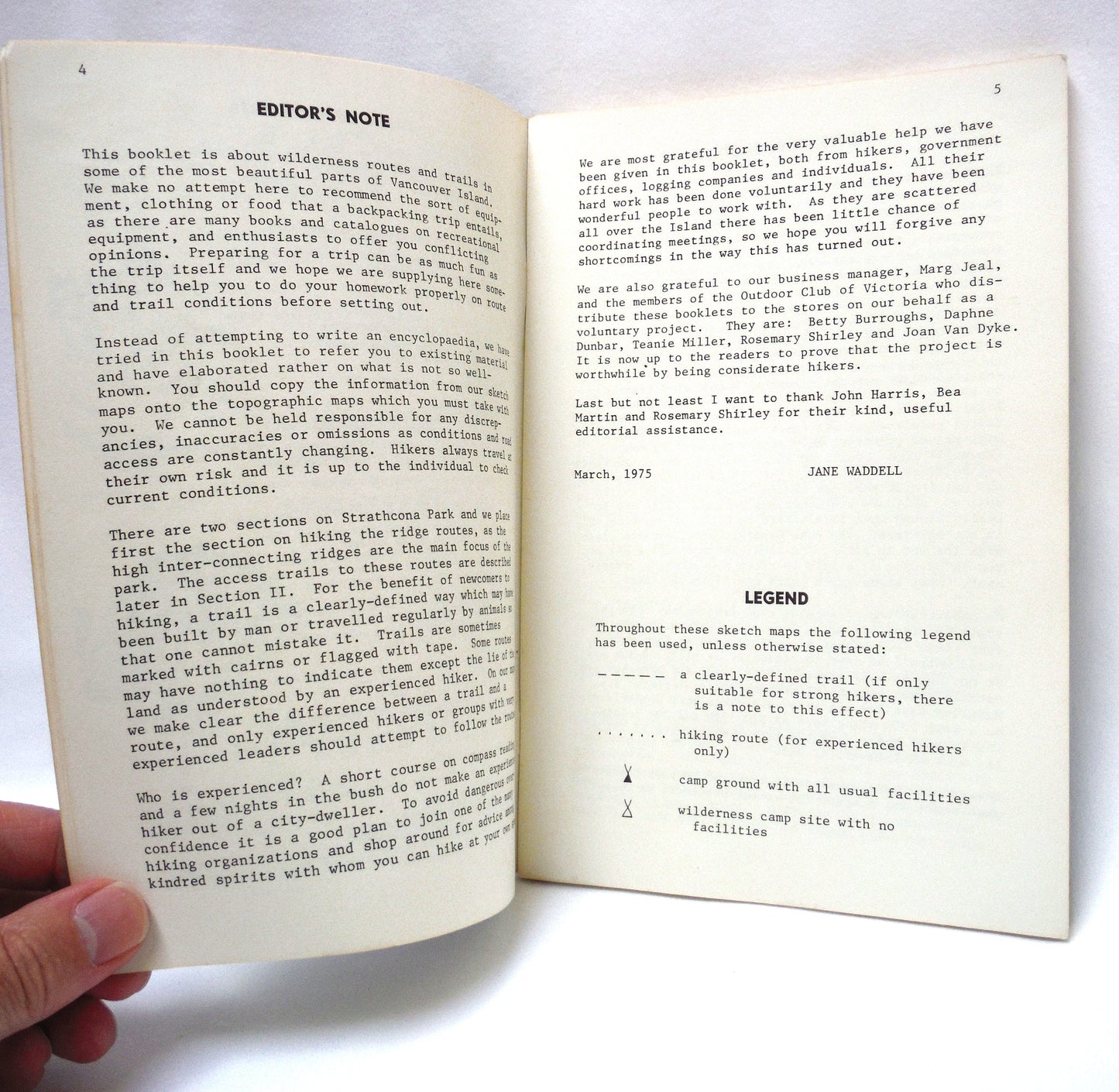 HIKING TRAILS III, Central and Northern Vancouver Island, Including Hiking Routes of Strathcona Park, Edited by Jane Waddell, 1977
