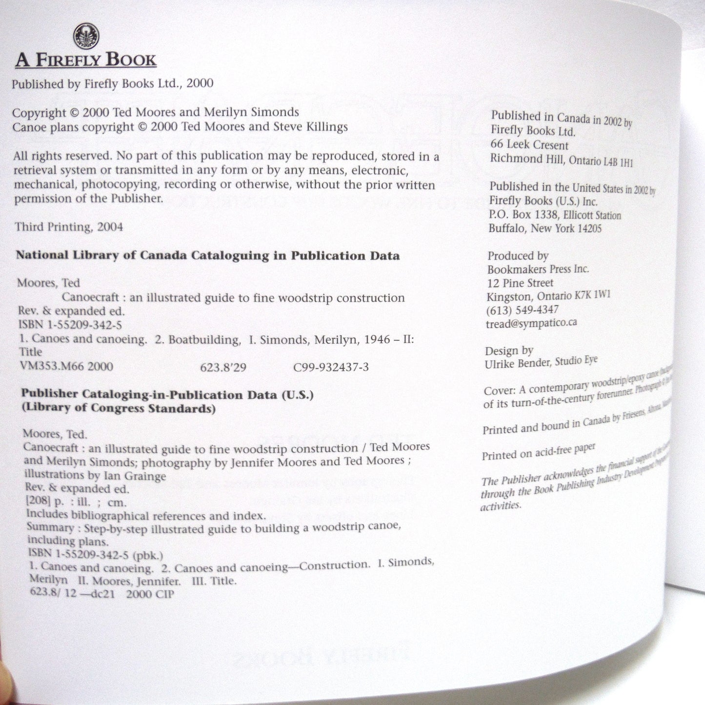 CANOECRAFT, An Illustrated Guide to Fine Woodstrip Construction, by Ted Moores, 2004