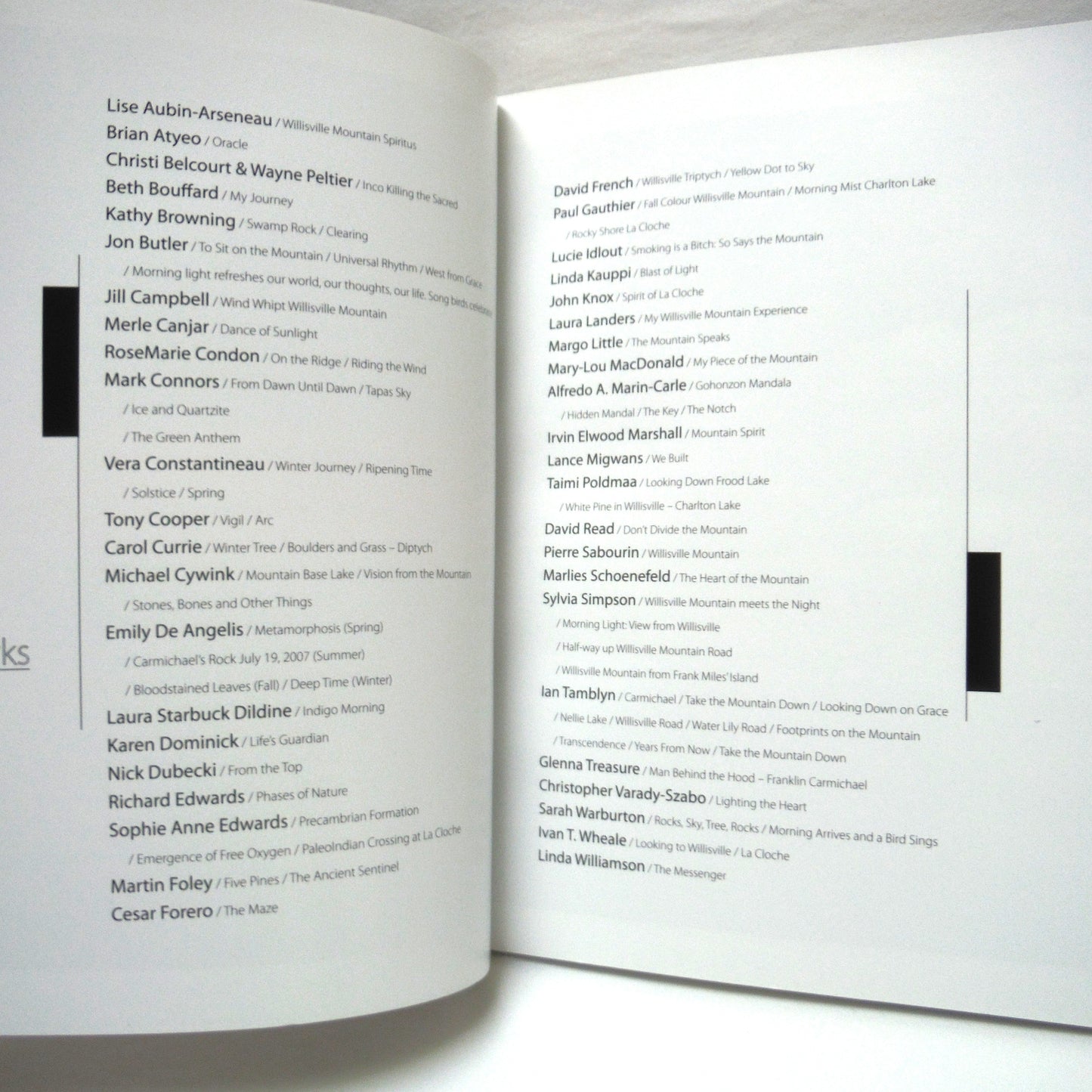 THE WILLISVILLE MOUNTAIN PROJECT: Rock-Spirit-Art Exhibit Catalogue, 2009
