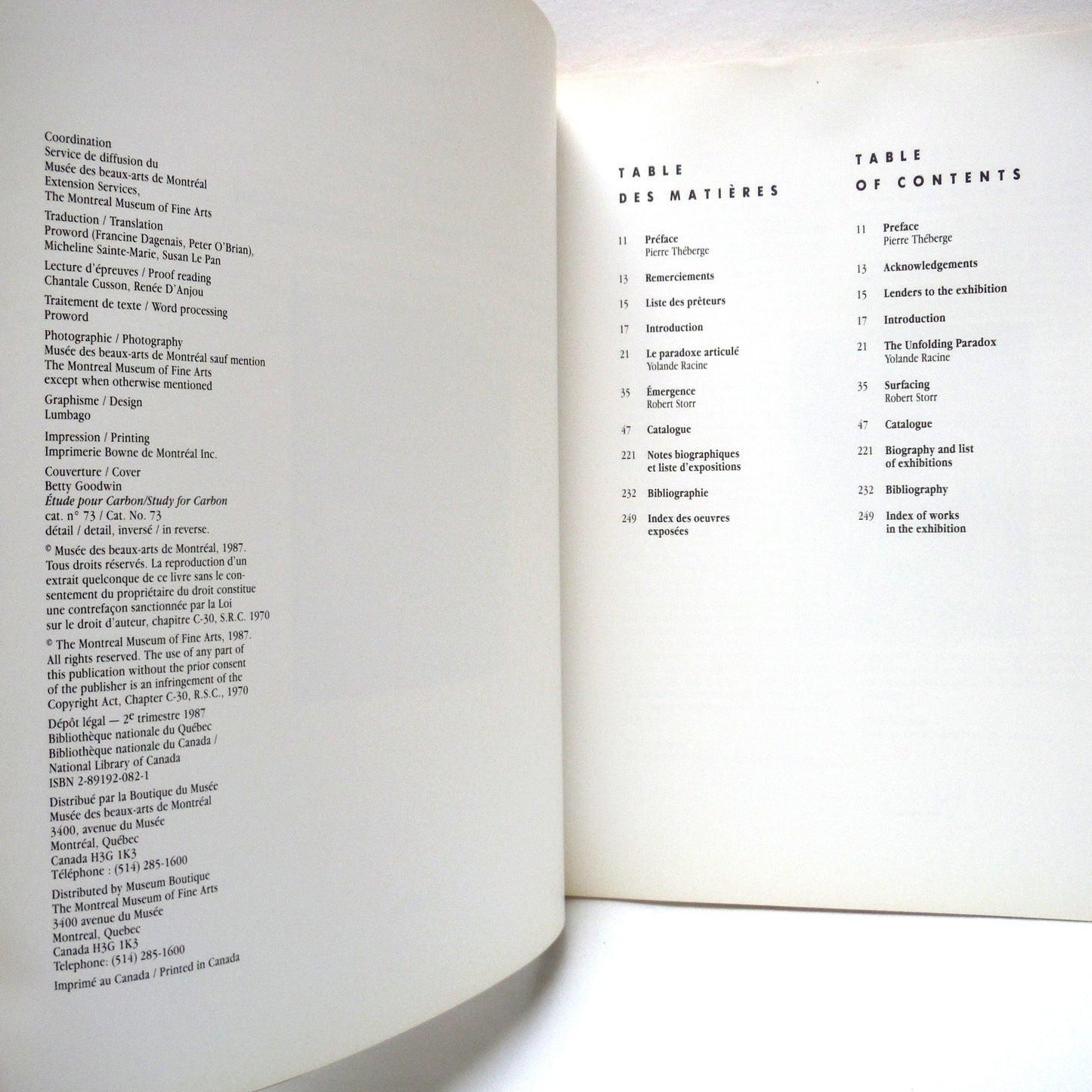 BETTY GOODWIN, Works from 1971 to 1987, by Yolande Racine and The Montreal Museum of Fine Arts (1987 1st Ed.)