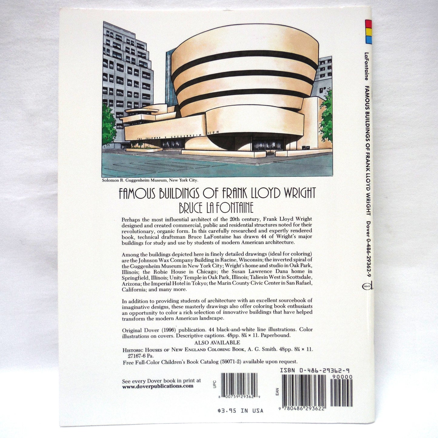 FAMOUS BUILDINGS OF FRANK LLOYD WRIGHT, A Dover Coloring Book by Bruce La Fontaine (2000 1st Ed.)