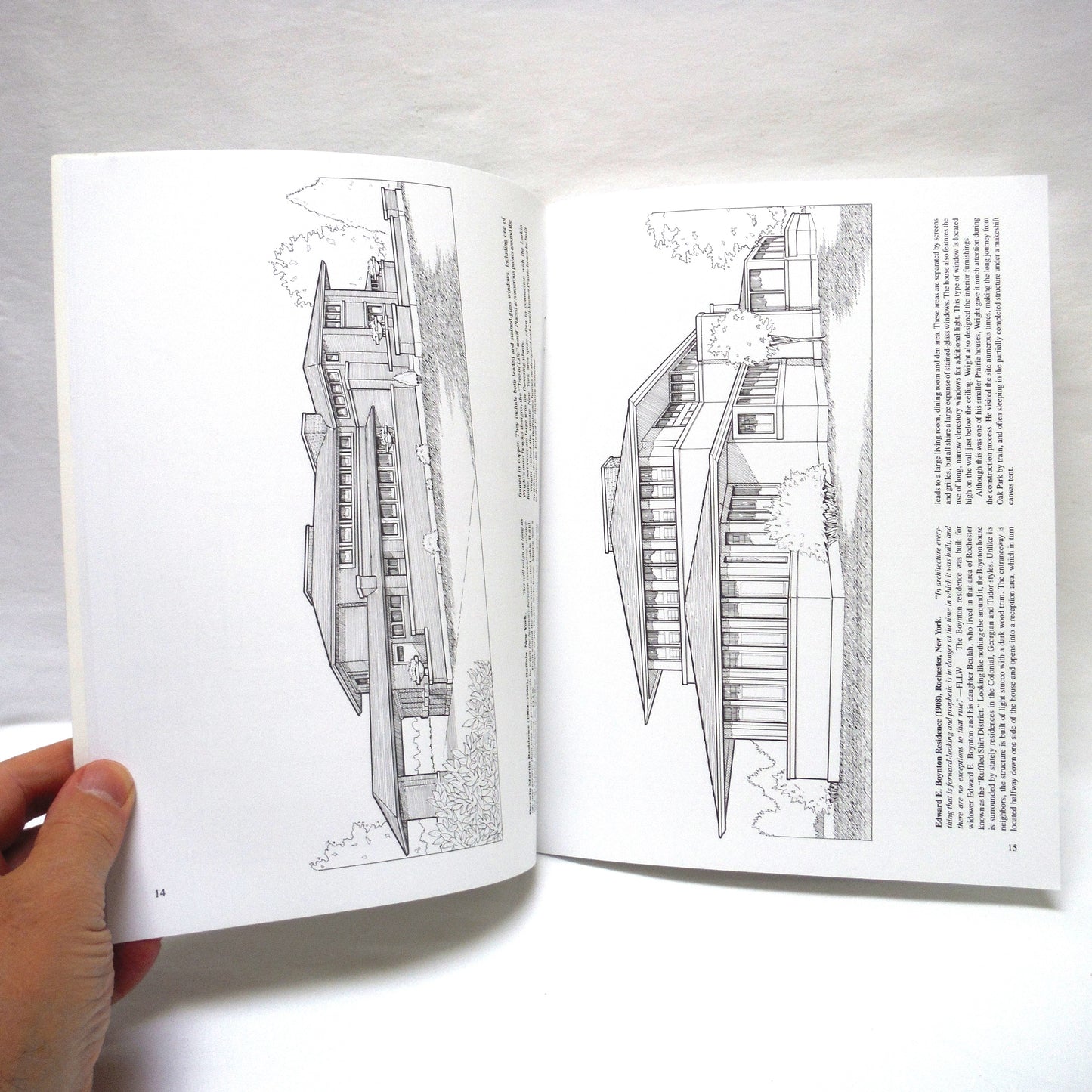 FAMOUS BUILDINGS OF FRANK LLOYD WRIGHT, A Dover Coloring Book by Bruce La Fontaine (2000 1st Ed.)