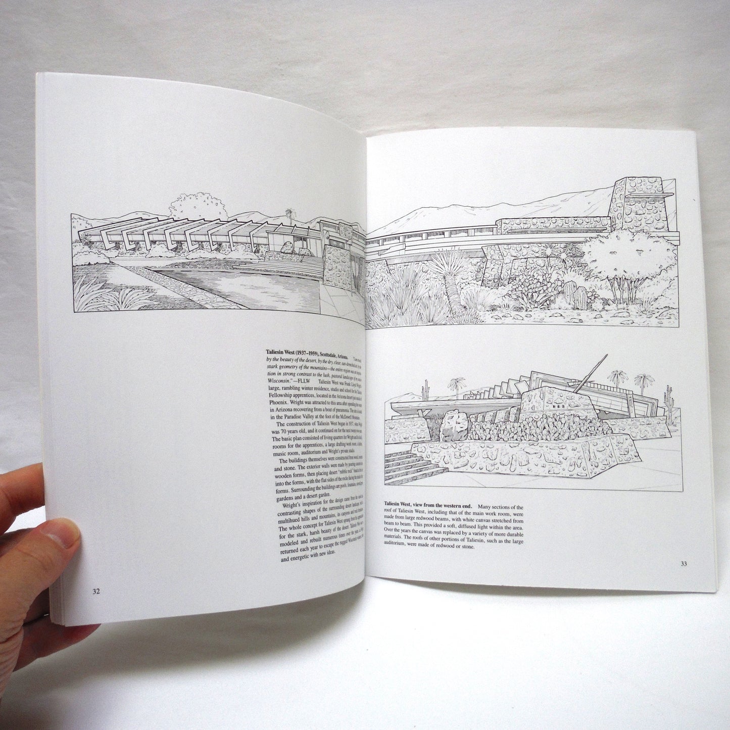FAMOUS BUILDINGS OF FRANK LLOYD WRIGHT, A Dover Coloring Book by Bruce La Fontaine (2000 1st Ed.)