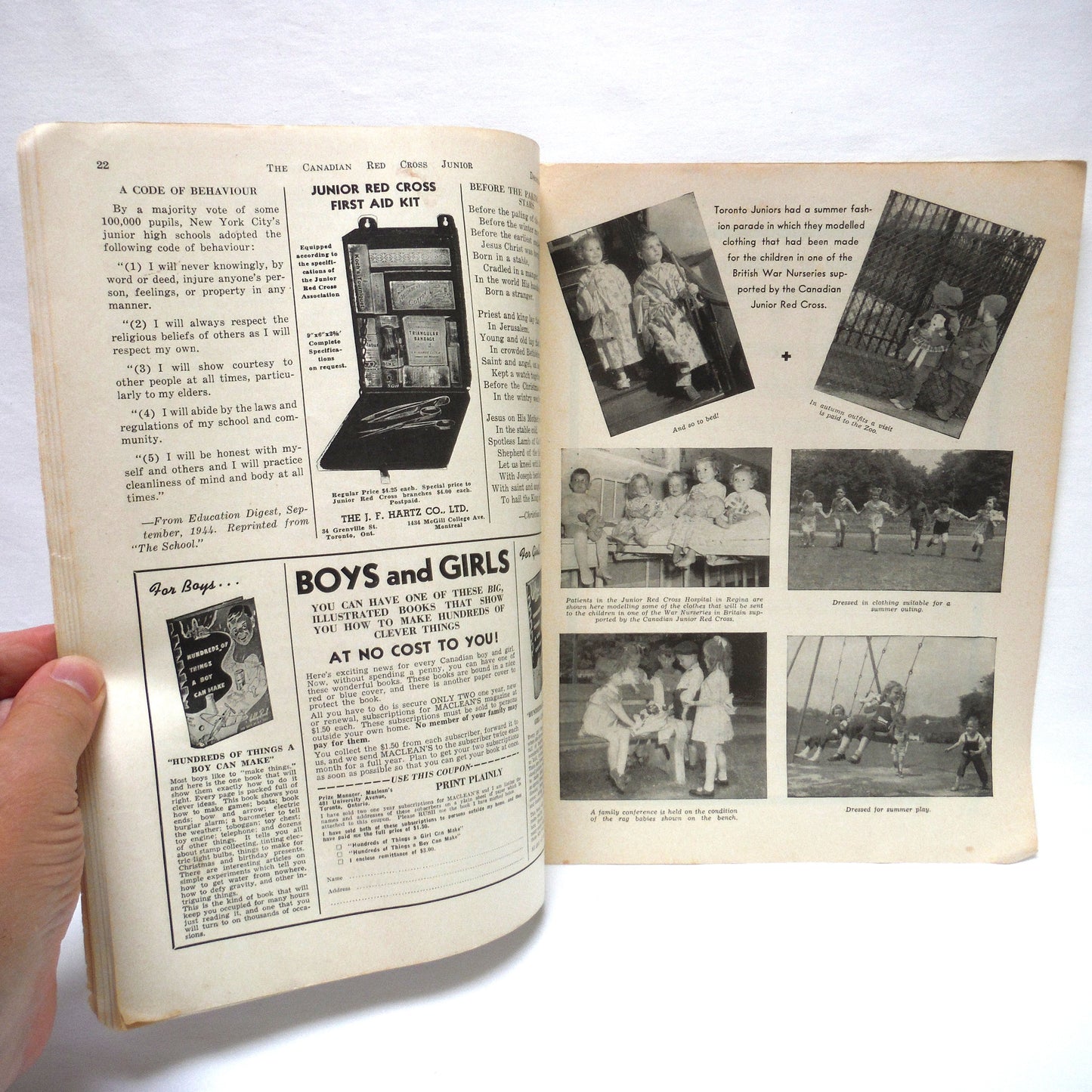 THE CANADIAN RED CROSS JUNIOR MAGAZINE, A Paul's 3-Pack of Antique 1943, 1944, 1946 Canadianna Magazines!