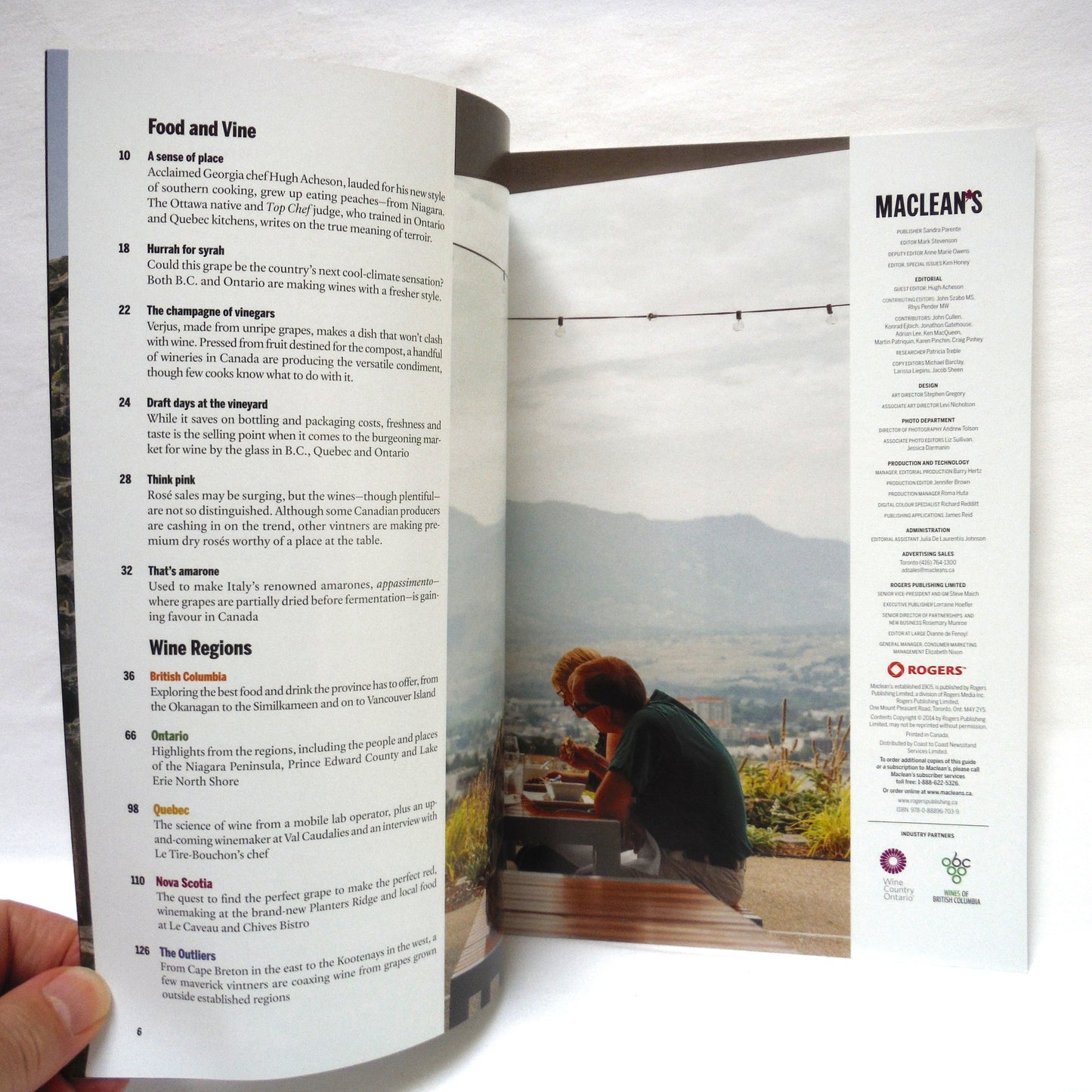 MACLEAN'S WINE IN CANADA MAGAZINE, A Taste of the Regions: Vancouver Island, Okanagon, Similkameen, Niagara, Prince Edward County, Lake Erie North Shore, Eastern Townships, Annapolis Valley, 2014