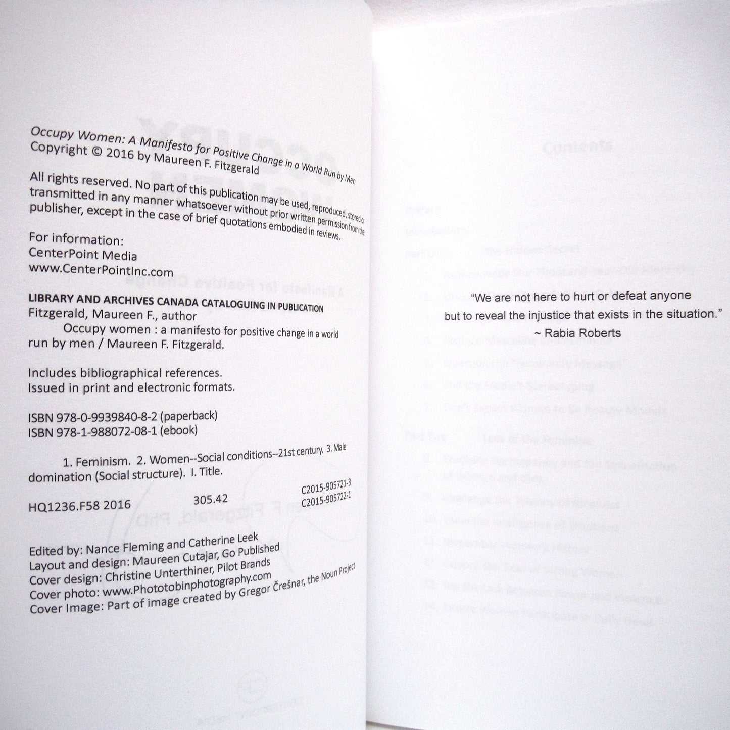 OCCUPY WOMEN, A Manifesto for Positive Change in a World Run by Men, by Maureen F. Fitzgerald, PhD. (1st Ed. SIGNED)