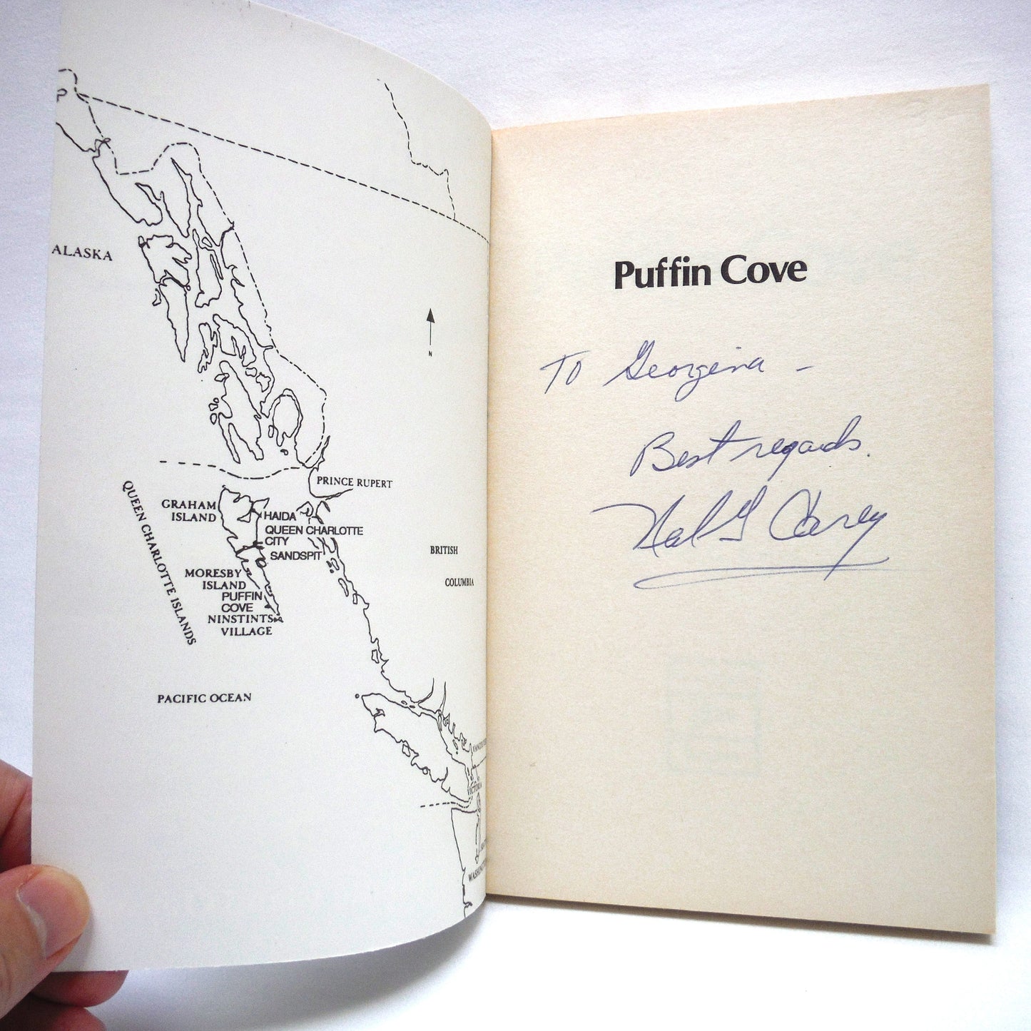 PUFFIN COVE, Escape to the Wilderness of the Queen Charlotte Islands, by Neil G. Carey (1st Ed. SIGNED)