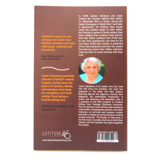 THE BURDEN OF MEMORIES, A Northern Ontario Novel by Janet Calcaterra (1st Ed. SIGNED)