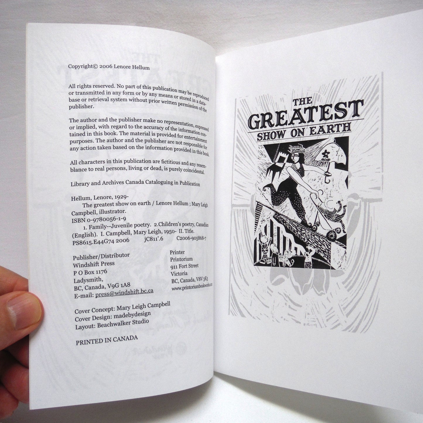 THE GREATEST SHOW ON EARTH, Poetry by Lenore Hellum, and Artwork by Mary Leigh Campbell (1st Ed. SIGNED)