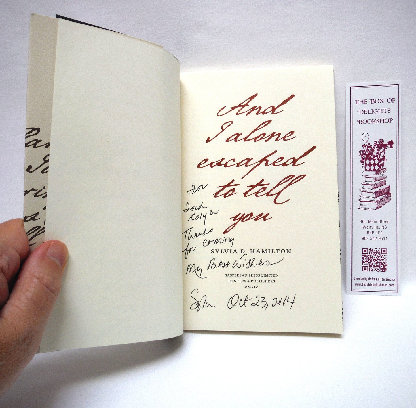 AND I ALONE ESCAPED TO TELL YOU, Poetry by Sylvia D. Hamilton (1st Ed. SIGNED)