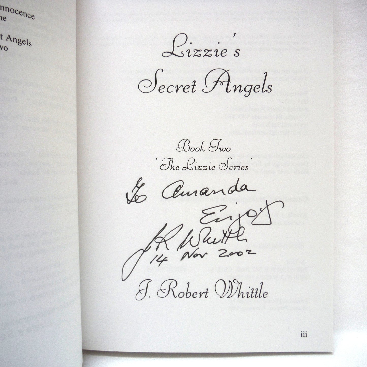 The Lizzie Series by Canadian Author J. Robert Whittle: A Paul's 3-Pack of BOOKS ONE, TWO & THREE (1st Ed. SIGNED)
