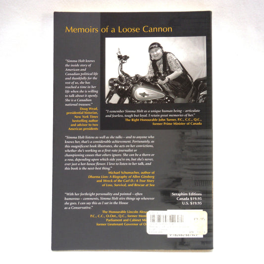 MEMOIRS OF A LOOSE CANNON, by Simma Holt (2008 1st Ed.)
