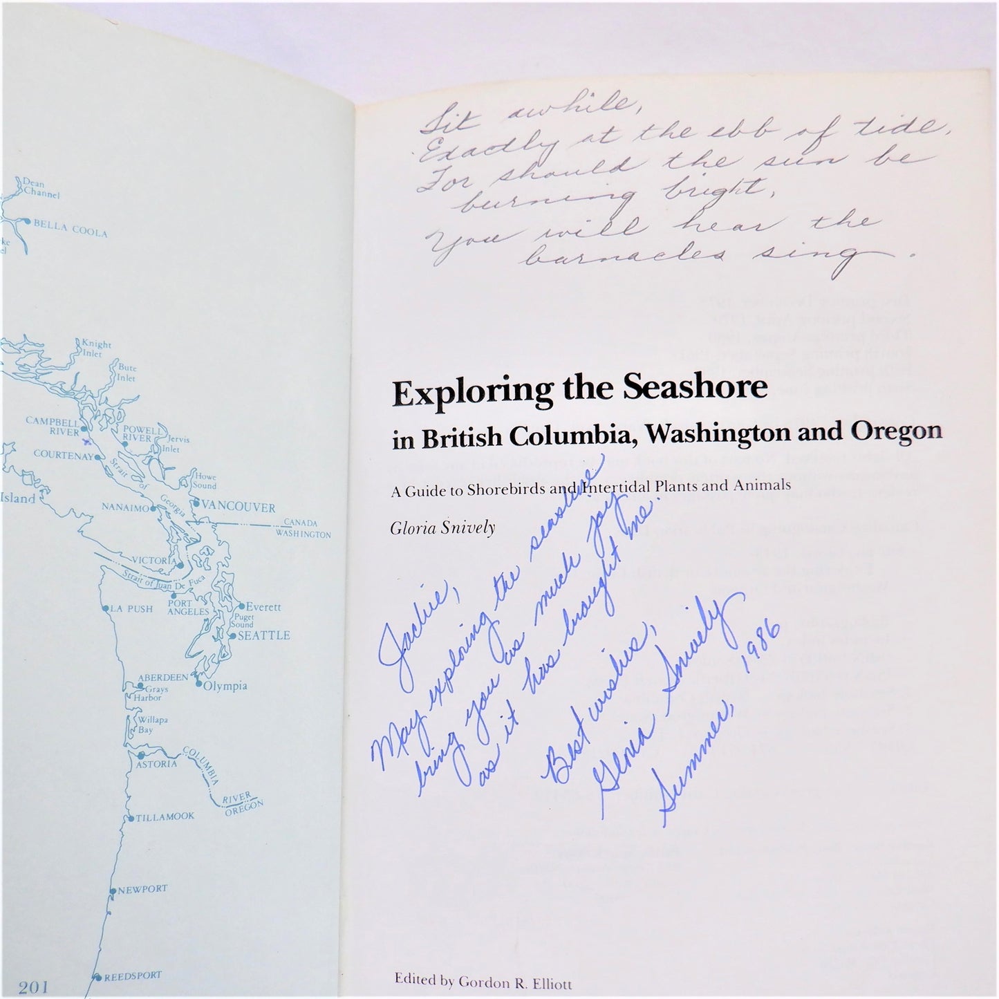 EXPLORING THE SEASHORE in British Columbia, Washington, and Oregon, by Gloria Snively (1985-SIGNED)