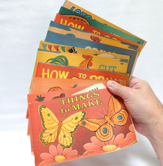 Vintage Mid-Century Children's Coloring and Activity Book Set, 10 Booklets by The Saalfield Publishing Company