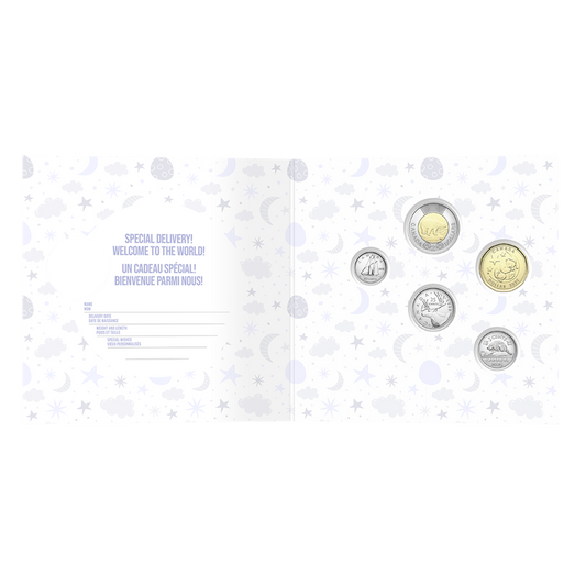 BABY BORN IN 2025! Royal Canadian Mint Greeting Card & 5-Coin Gift Set