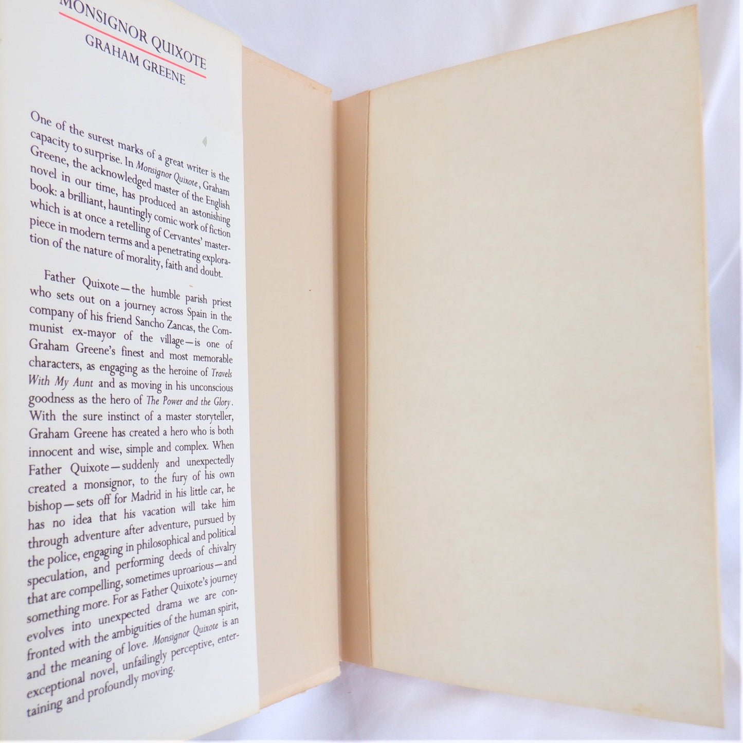 MONSIGNOR QUIXOTE, A Graham Greene Novel (1982 1st Ed.)