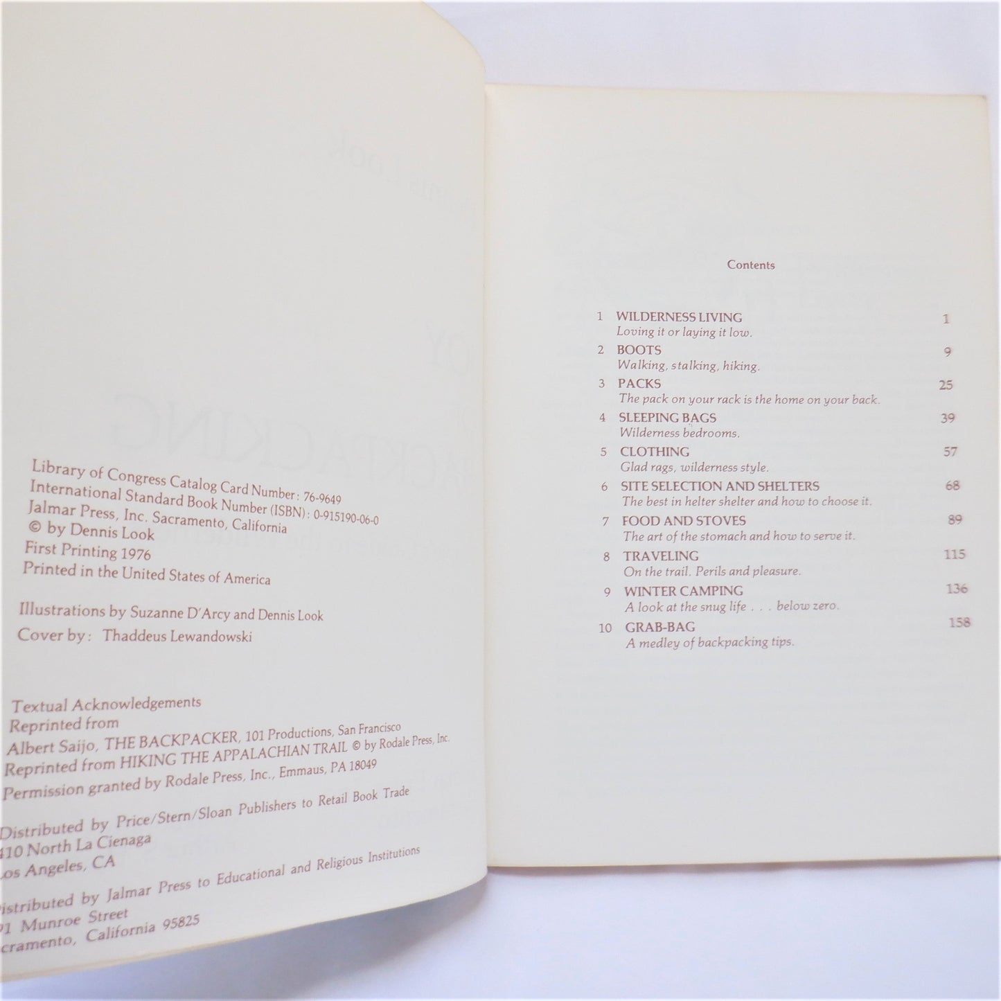 JOY OF BACKPACKING, People's Guide to the Wilderness by Dennis Look (RARE 1976 1st Ed.)