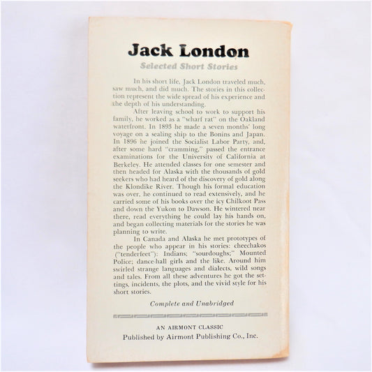 JACK LONDON, SELECTED SHORT STORIES, 1969