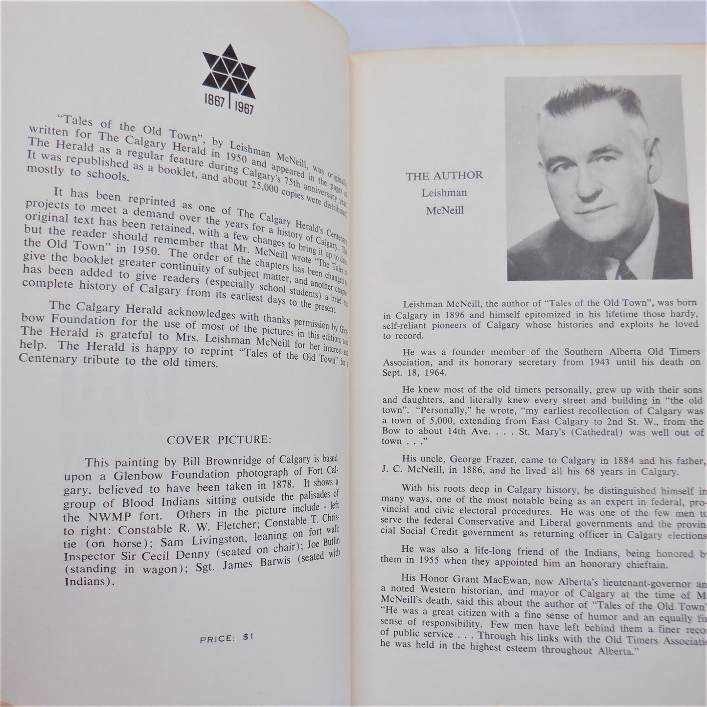 TALES OF THE OLD TOWN, by The Calgary Herald (1967 Centennial Edition)