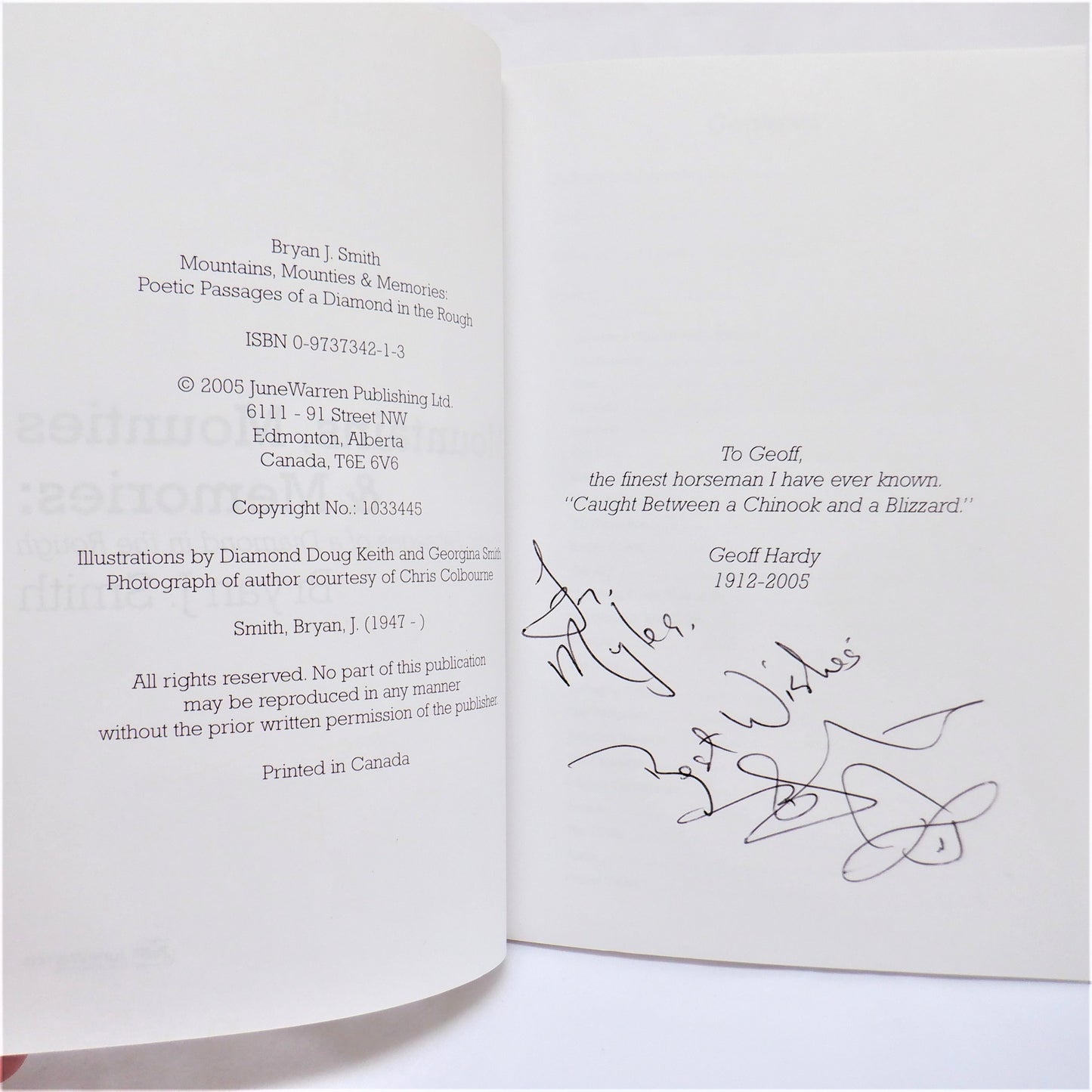 MOUNTAINS, MOUNTIES & MEMORIES: Poetic Passages of a Diamond in the Rough, by Bryan J. Smith (1st Ed. SIGNED)